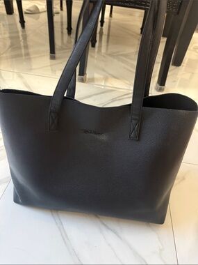 Black Leather Tote Bag